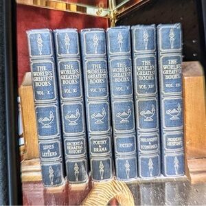 Set of Blue Leather-Bound Books World’s greatest books